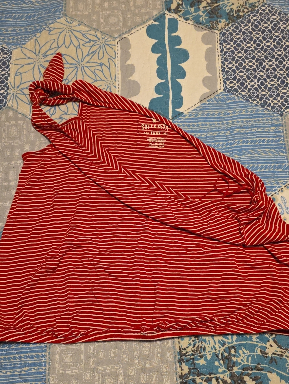 American Eagle Outfitters Red & White Striped Halter Tank
